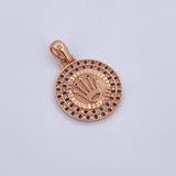 Dije Medalla Corona RX 4.25gr / 3.1cm / Circones Negros Blancos Oro Rosa 18K $