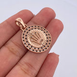 Dije Medalla Corona RX 4.25gr / 3.1cm / Circones Negros Blancos Oro Rosa 18K $
