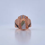 Anillo San Judas Tadeo 10gr / T11 1/4 / Circones Verdes Blancos Dos Oros Blanco Rosa 18K $
