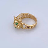Anillo Pantera Filigrana 6.7gr / T8 3/4 / Circones Verdes Oro Amarillo 18K $