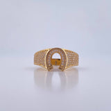 Anillo Herradura 5.7gr / T10 3/4 / Circones Blancos Oro Amarillo 18K $
