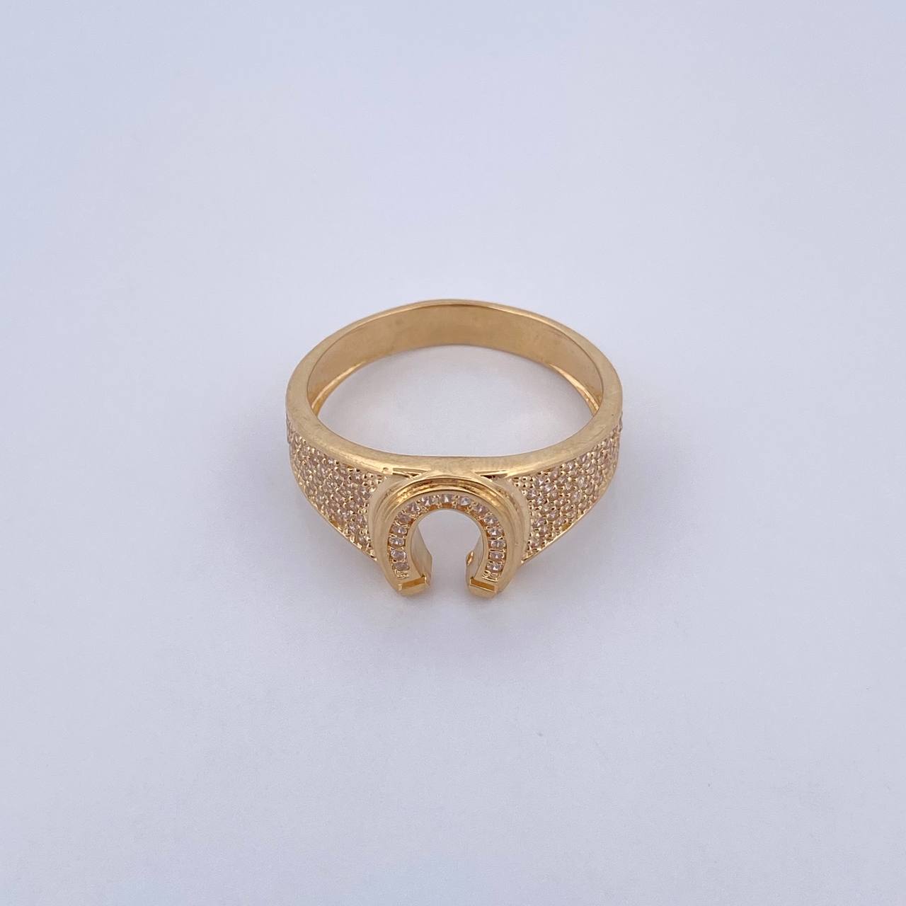 Anillo Herradura 5.7gr / T10 3/4 / Circones Blancos Oro Amarillo 18K $