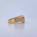 Anillo Herradura 5.7gr / T10 3/4 / Circones Blancos Oro Amarillo 18K $