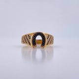 Anillo Herradura 6.15gr / T11 3/4 / Circones Negros Blancos Dos Oros Negro Amarillo 18K $