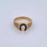 Anillo Herradura 6.15gr / T11 3/4 / Circones Negros Blancos Dos Oros Negro Amarillo 18K $