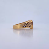 Anillo Herradura 6.15gr / T11 3/4 / Circones Negros Blancos Dos Oros Negro Amarillo 18K $