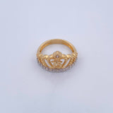 Anillo Corona 15s 3.2gr / T6 / Circones Blancos Dos Oros Amarillo Blanco 18K $