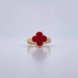 Anillo Trebol 2.85gr / T5 3/4 / Piedra Roja Oro Amarillo 18K $