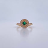 Anillo Halo Circulo 3.75gr / T6 1/4 / Circones Verde Blancos Oro Amarillo 18K $