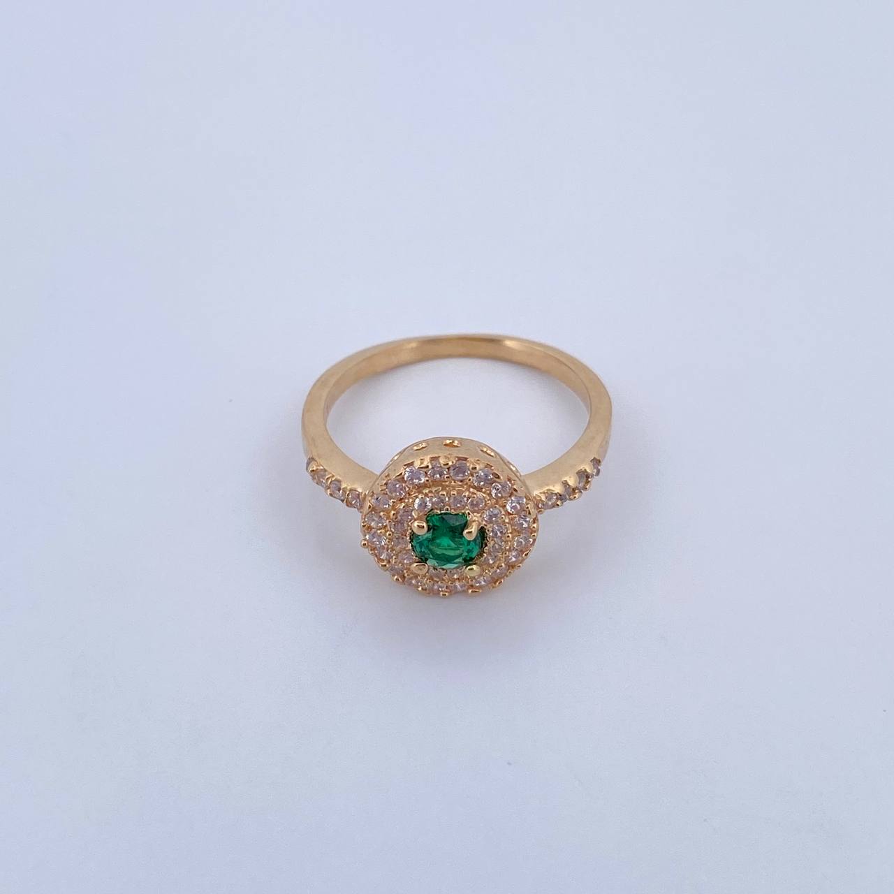 Anillo Halo Circulo 3.75gr / T6 1/4 / Circones Verde Blancos Oro Amarillo 18K $