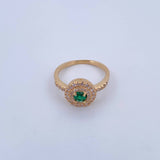 Anillo Halo Circulo 3.75gr / T6 1/4 / Circones Verde Blancos Oro Amarillo 18K $