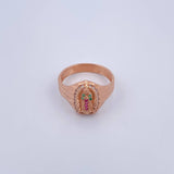 Anillo Virgen Guadalupe 4.5gr / T8 1/2 / Circones Fucsias Verdes Blancos Oro Rosa 18K $