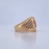 Anillo Herradura Caballo 8.3gr / T9 / Circones Negros Blancos Tres Oros 18K $