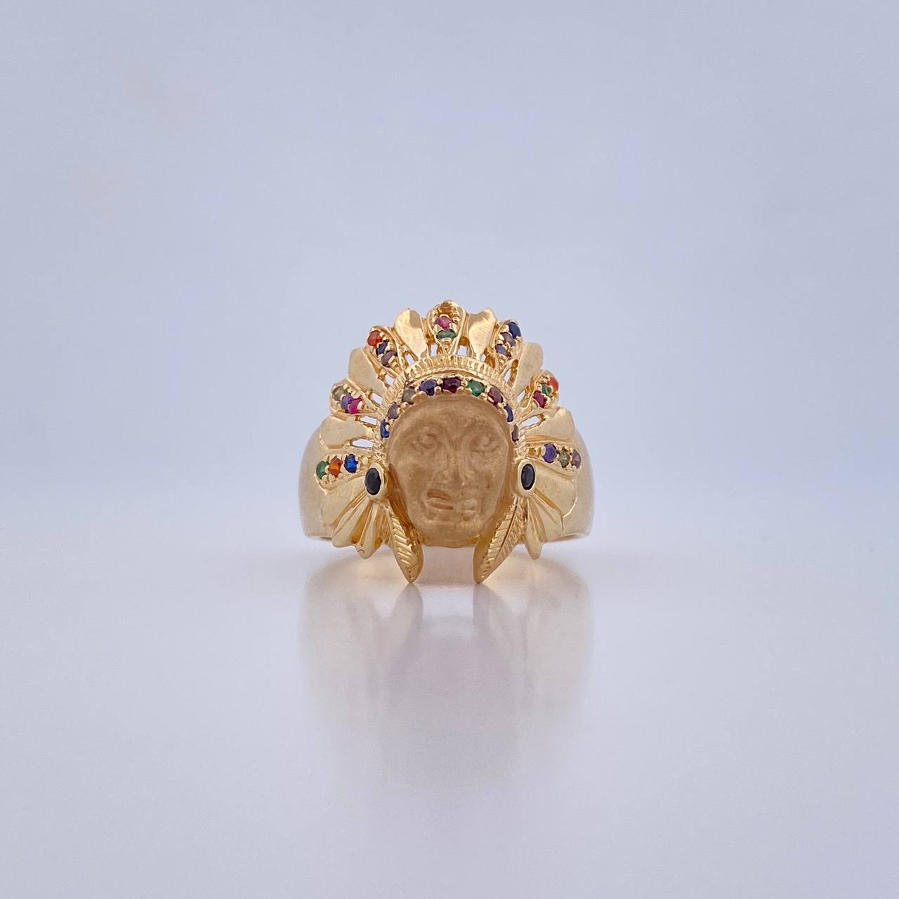 Anillo Indio 8.9gr / T9 / Circones Colores Oro Amarillo 18K $