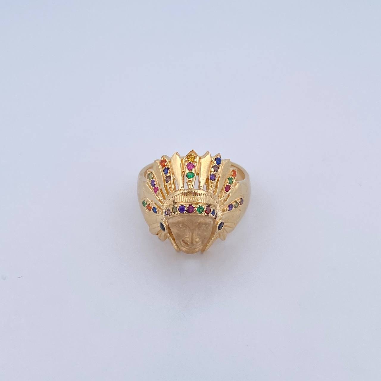 Anillo Indio 8.9gr / T9 / Circones Colores Oro Amarillo 18K $