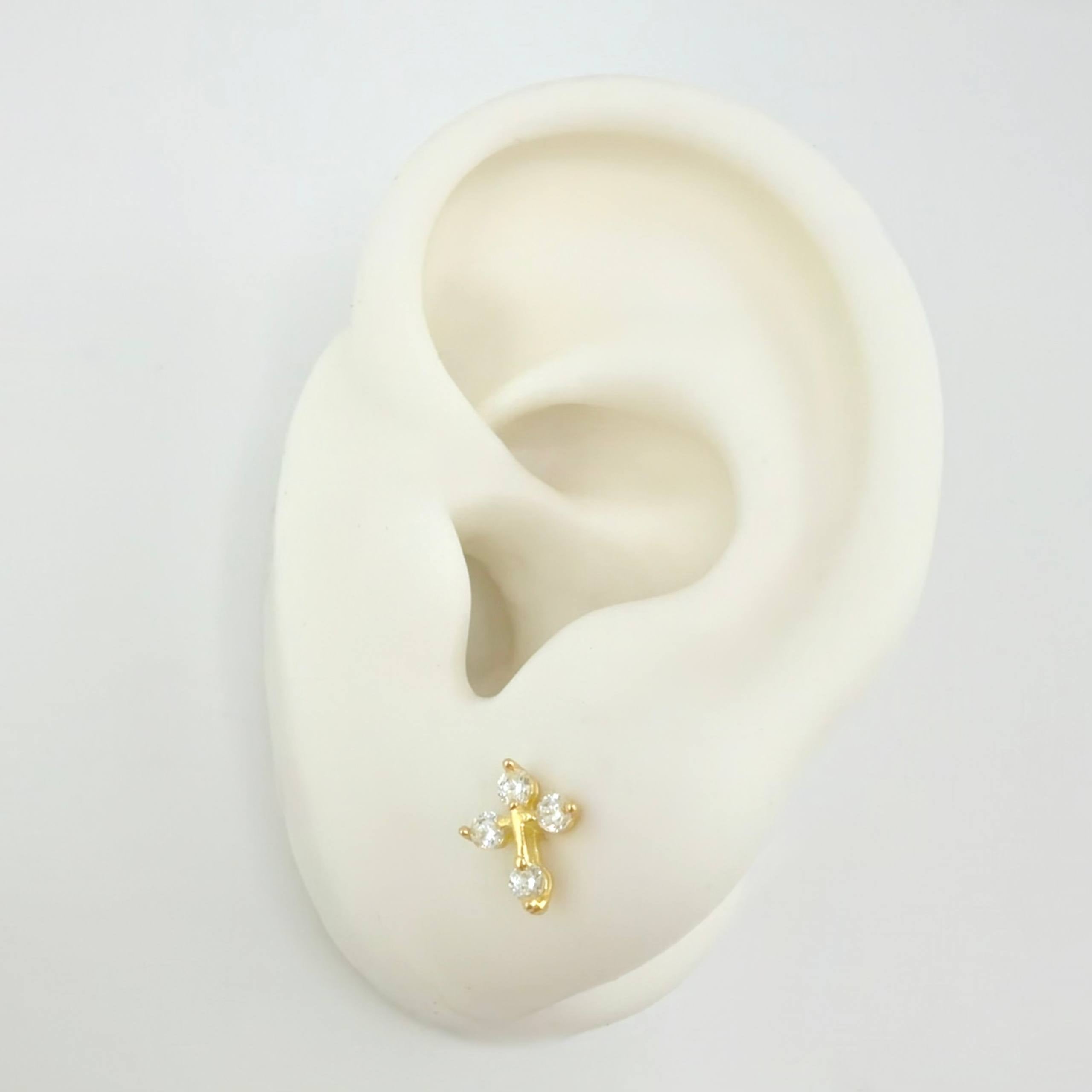 Topos Cruz Punta Destellante 1gr / 8.5mm Oro Amarillo 18K
