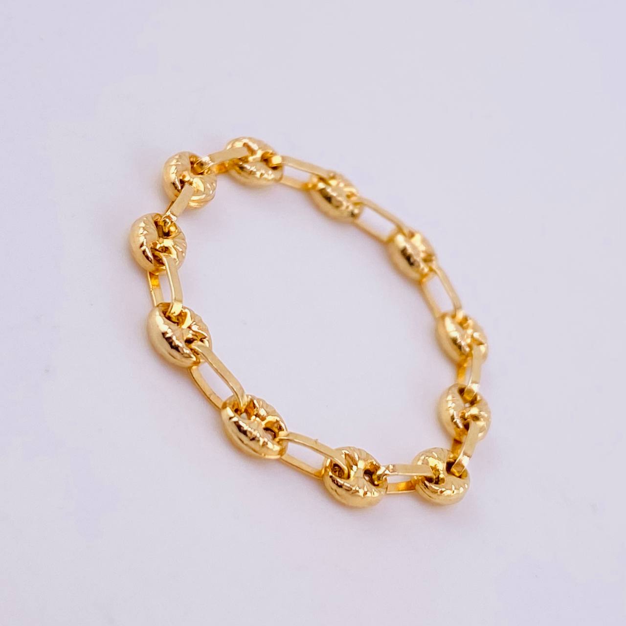 Anillo Gc Diamantado 0.9gr / T12 1/4 - T12 1/2 / 3.5mm Oro Amarillo 18K *