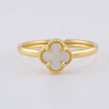 Anillo Trebol Nacar Blanco 1.2 g / T8 1/2 Oro Amarillo 18K
