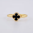 Anillo Trebol Onix Negro 1.15 g / T6 3/4 Oro Amarillo 18K
