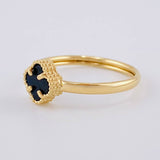 Anillo Trebol Onix Negro 1.15 g / T6 3/4 Oro Amarillo 18K