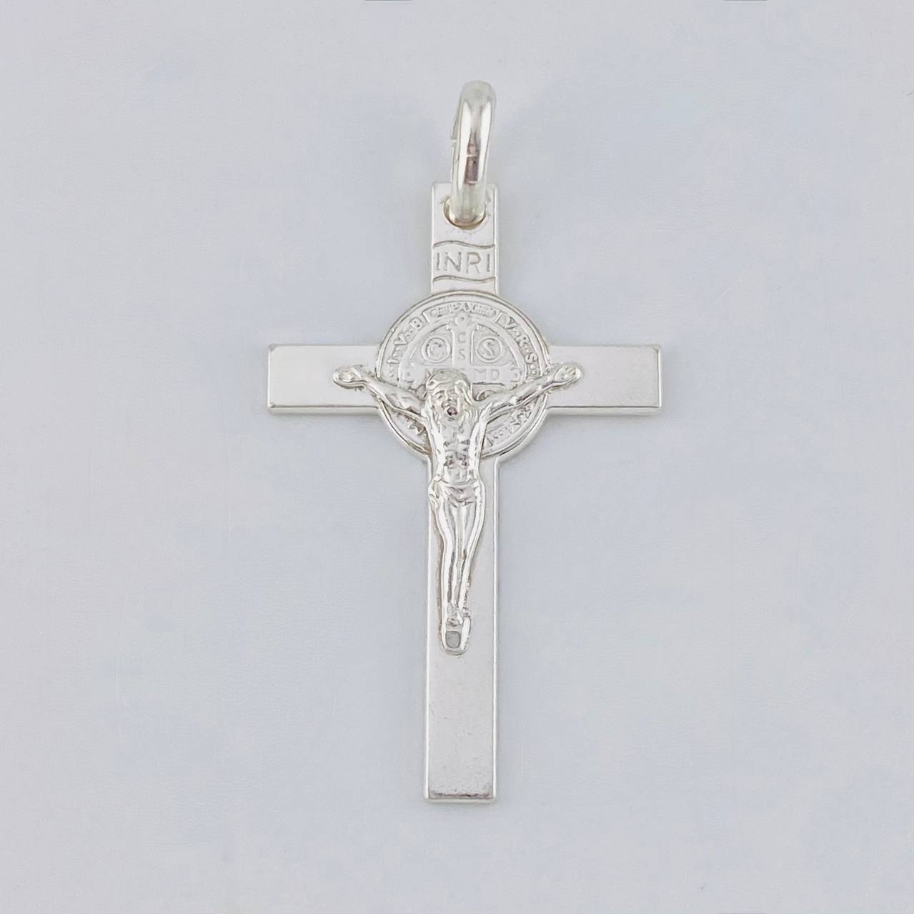 Dije Cruz Cristo San Benito 5.85 g / 5.1 cm Plata 925