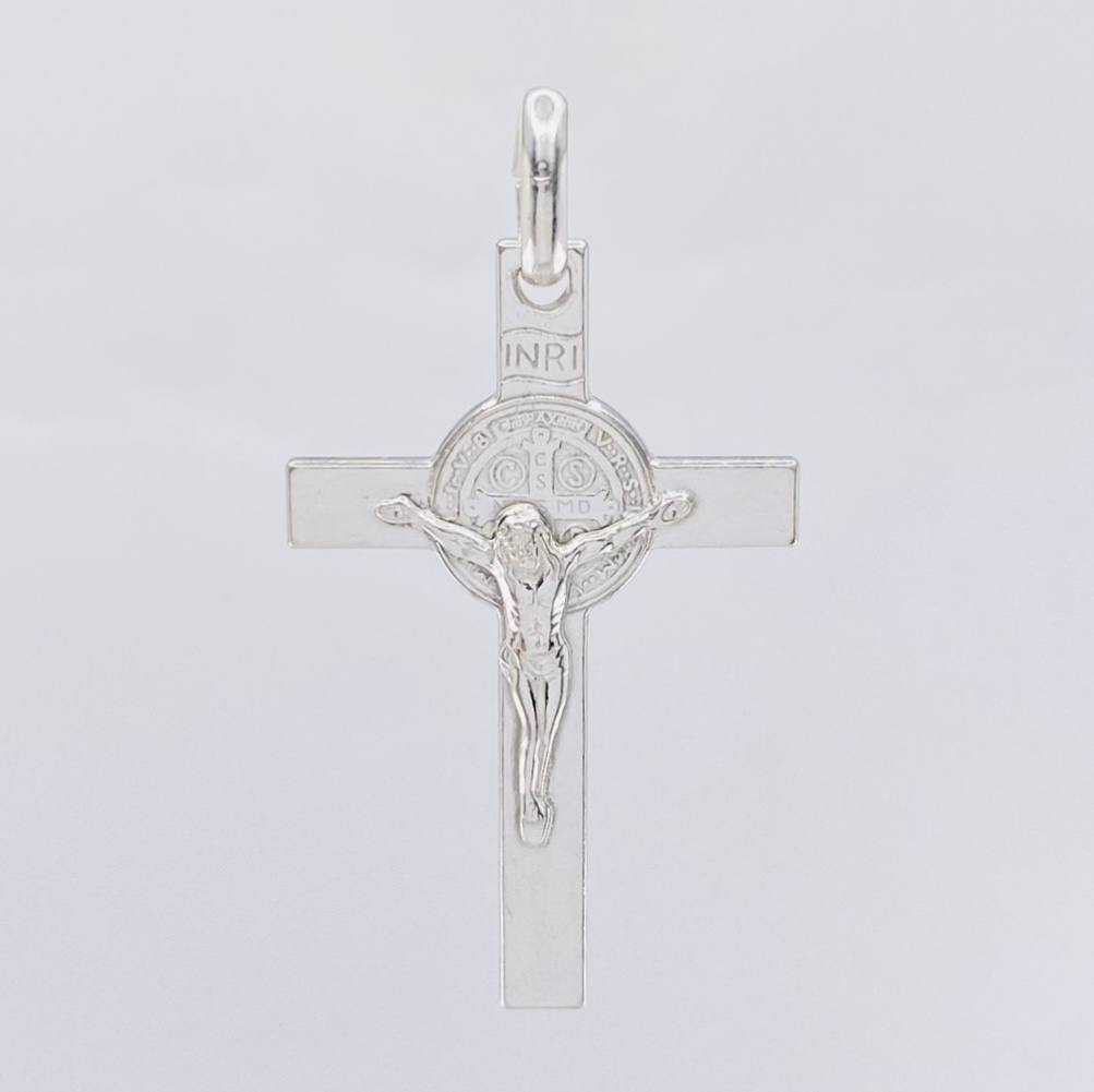 Dije Cruz Cristo San Benito 5.85 g / 5.1 cm Plata 925
