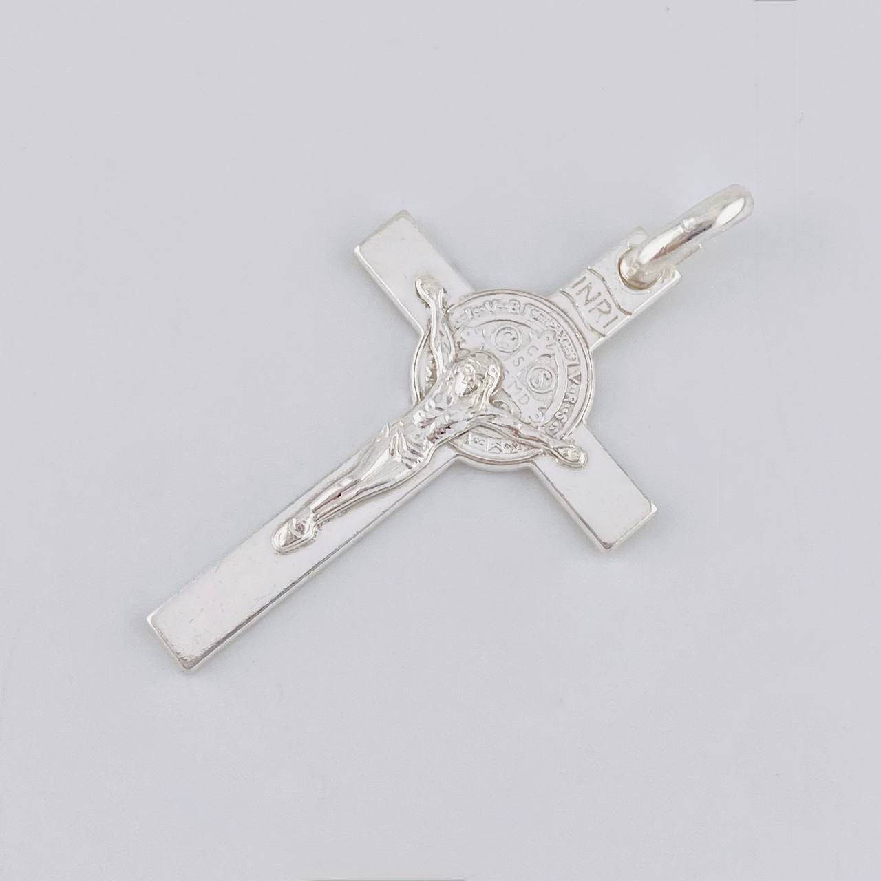 Dije Cruz Cristo San Benito 5.85 g / 5.1 cm Plata 925