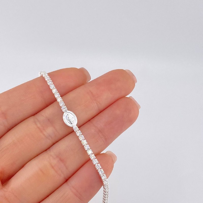 Pulso Tennis Virgen Milagrosa 3.8 g / 20 cm / 2.3 mm Plata 925