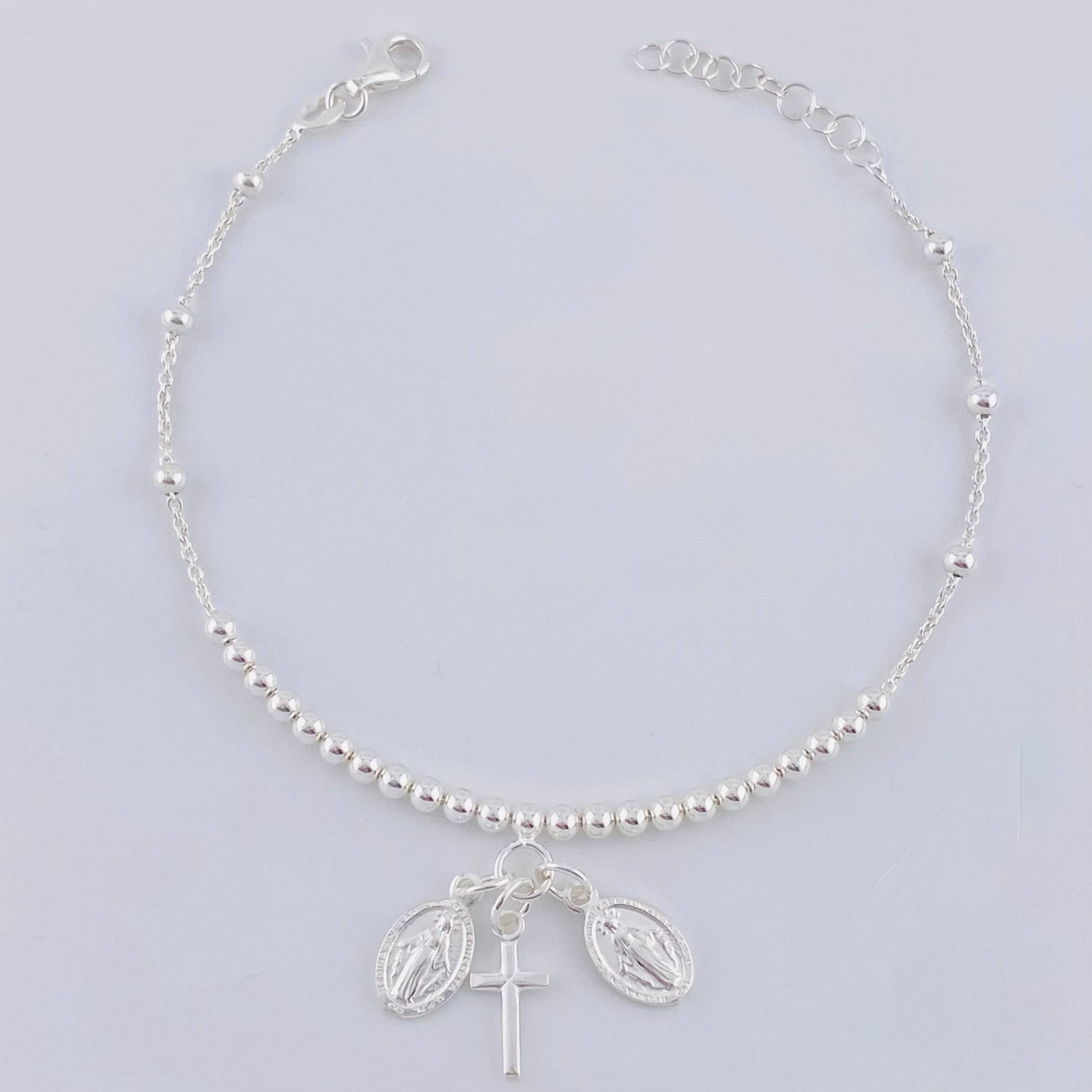 Pulso Bolas Santos Colgantes 5.1 g / 21.5 cm / 3 mm Plata 925