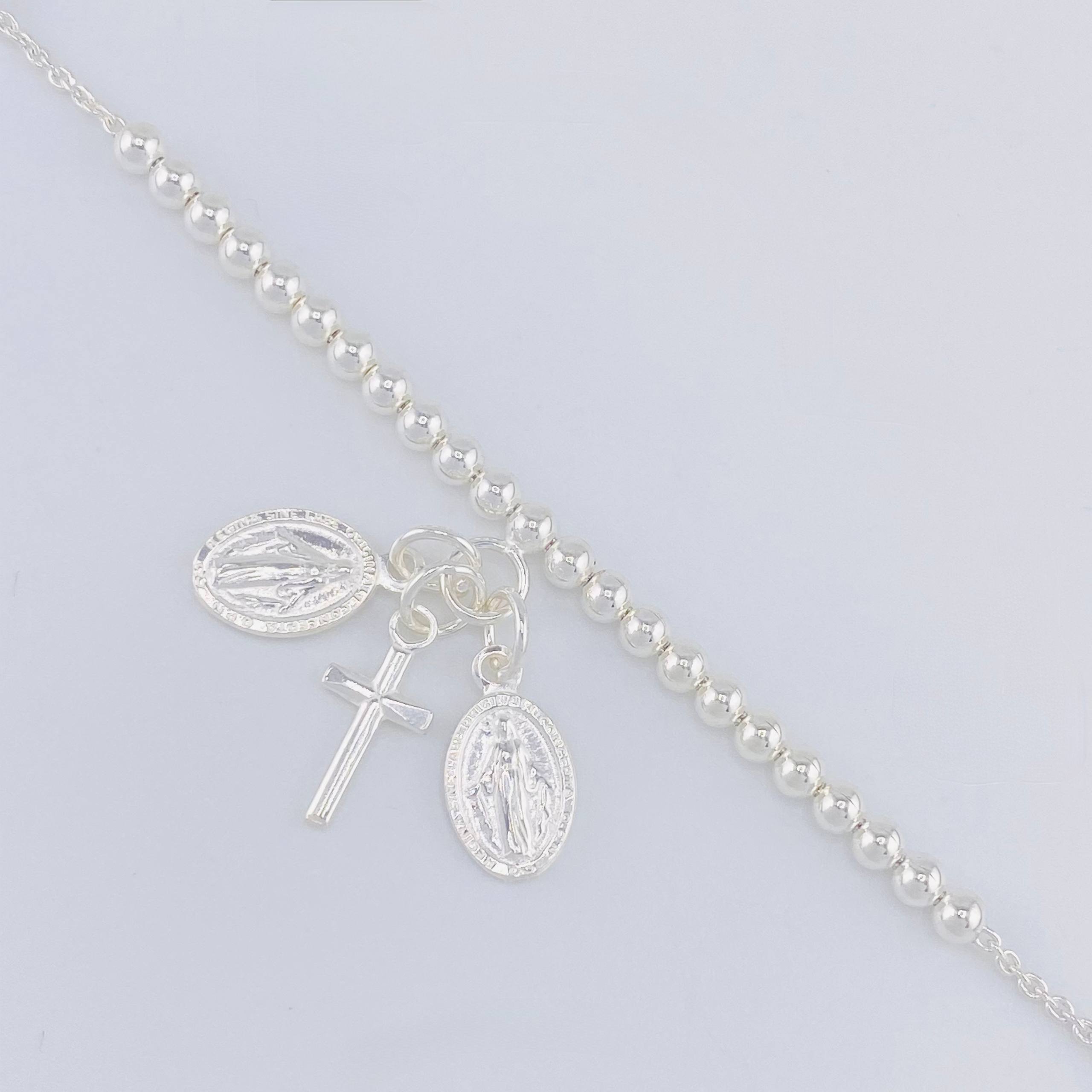 Pulso Bolas Santos Colgantes 5.15 g / 21.5 cm / 3 mm Plata 925
