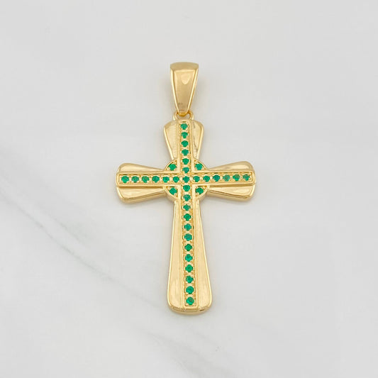 Dije Cruz Esmeraldas 35pts 14.25g / 6cm Oro Amarillo 18K