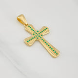 Dije Cruz Esmeraldas 35pts 14.25g / 6cm Oro Amarillo 18K