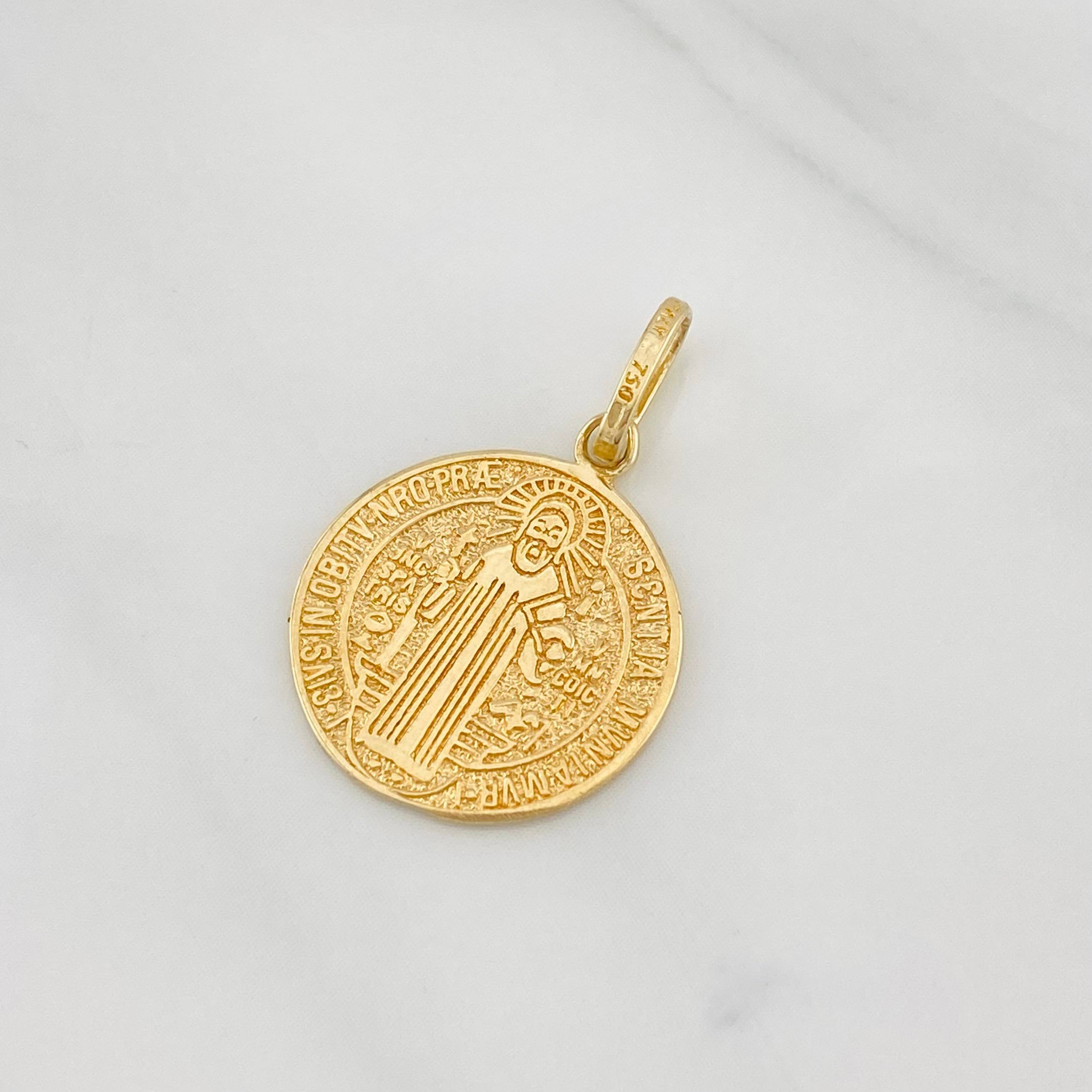Dije Medalla San Benito 1.75g / 2.3cm Oro Amarillo 18K