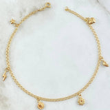 Tobillera Aro Seguido 3.6gr / 26cm / 2.4mm Estrella-Rayo-Rostro Reina-Flor-Huella-Corazon Oro Amarillo 18K ©