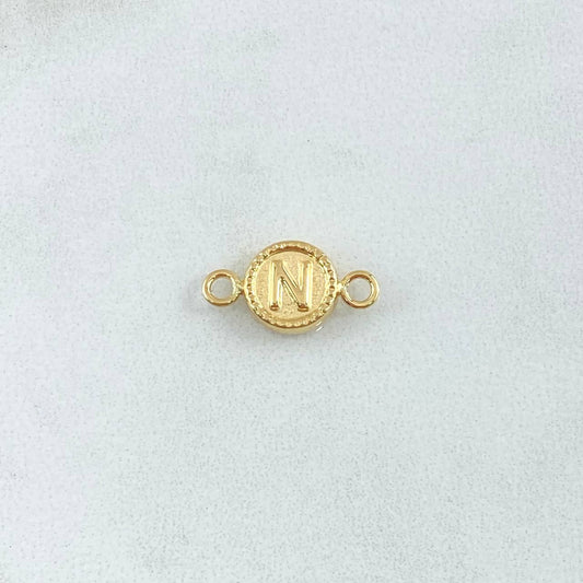 Herraje Letra N 0.45gr / 1.5cm / Circulo Bordeado Oro Amarillo 18K