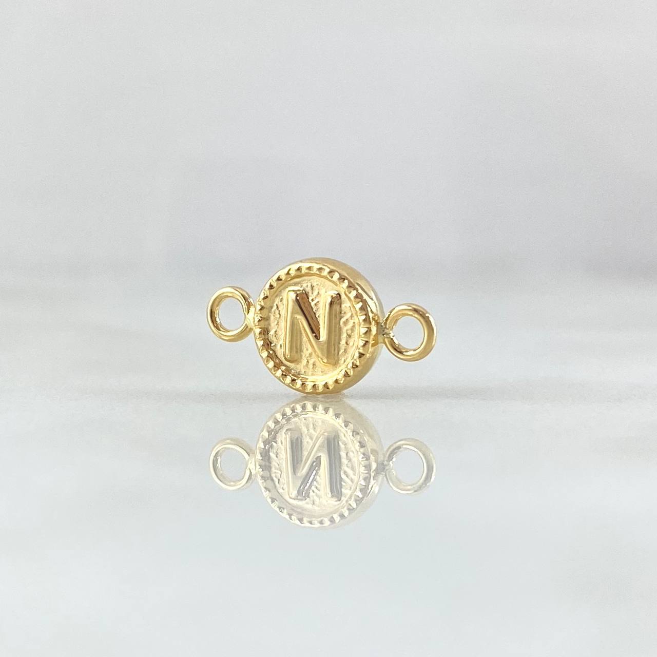 Herraje Letra N 0.45gr / 1.5cm / Circulo Bordeado Oro Amarillo 18K