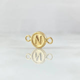 Herraje Letra N 0.45gr / 1.5cm / Circulo Bordeado Oro Amarillo 18K