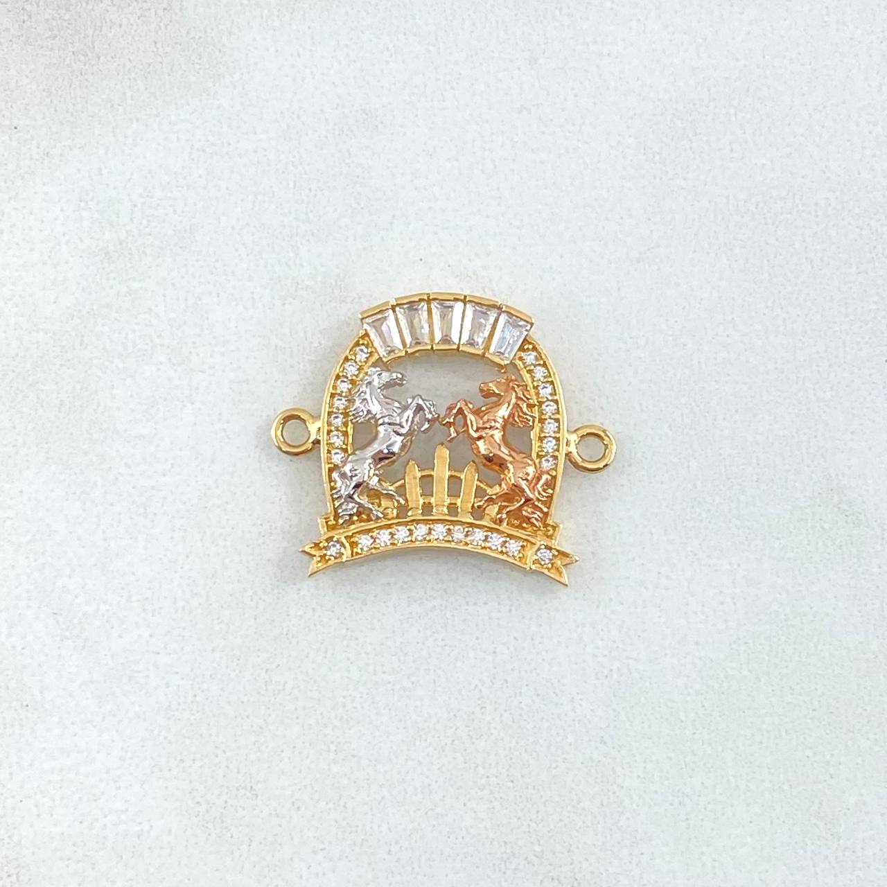 Herraje Herradura Caballos 2.65gr / 2.2cm / Circones Blancos Tres Oros 18K