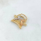 Herraje Herradura Caballos 2.65gr / 2.2cm / Circones Blancos Tres Oros 18K