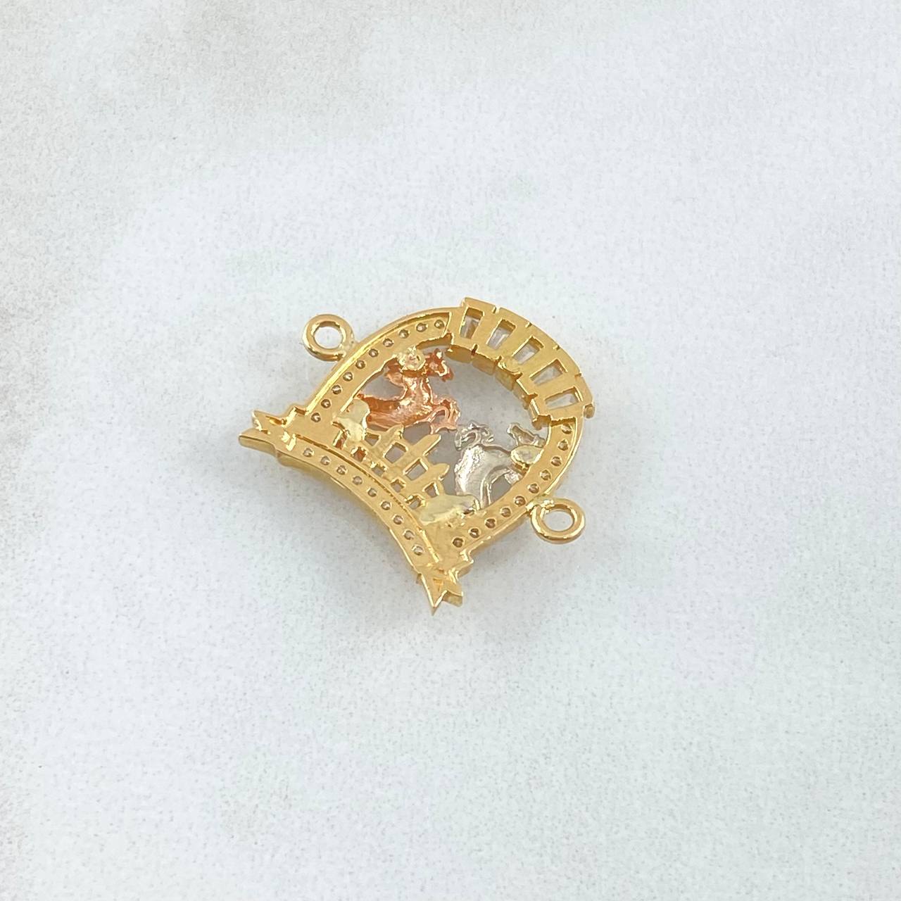 Herraje Herradura Caballos 2.65gr / 2.2cm / Circones Blancos Tres Oros 18K