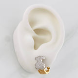 Topos Arete Oso Ts 4.7g / 9.1mm Dos Oros Amarillo Blanco 18K