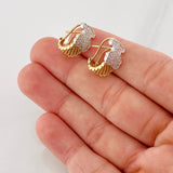Topos Arete Oso Ts 4.7g / 9.1mm Dos Oros Amarillo Blanco 18K