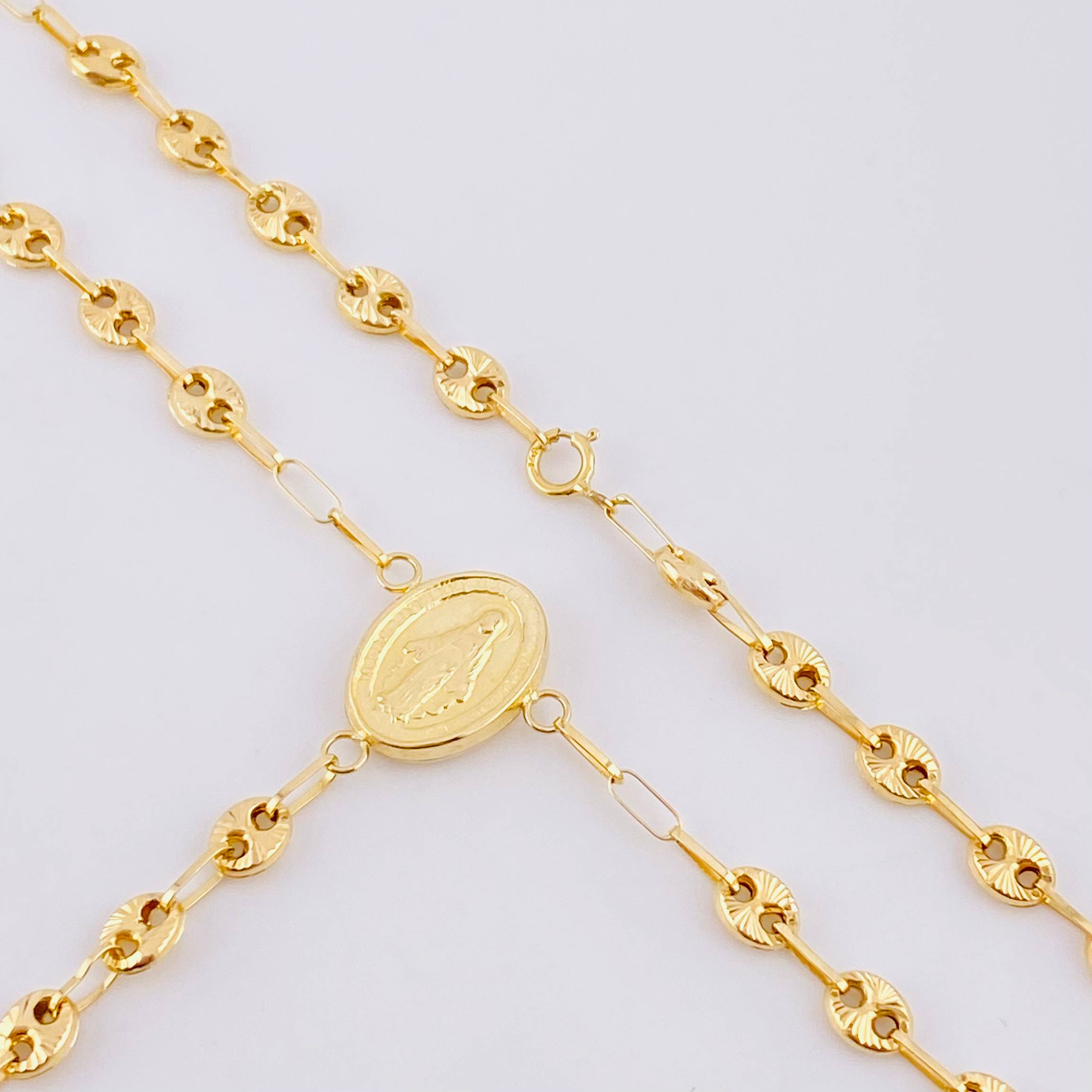 Rosario GC Diamantado Virgen Milagrosa 8.05g / 55cm / 4.2mm Oro Amarillo 18K