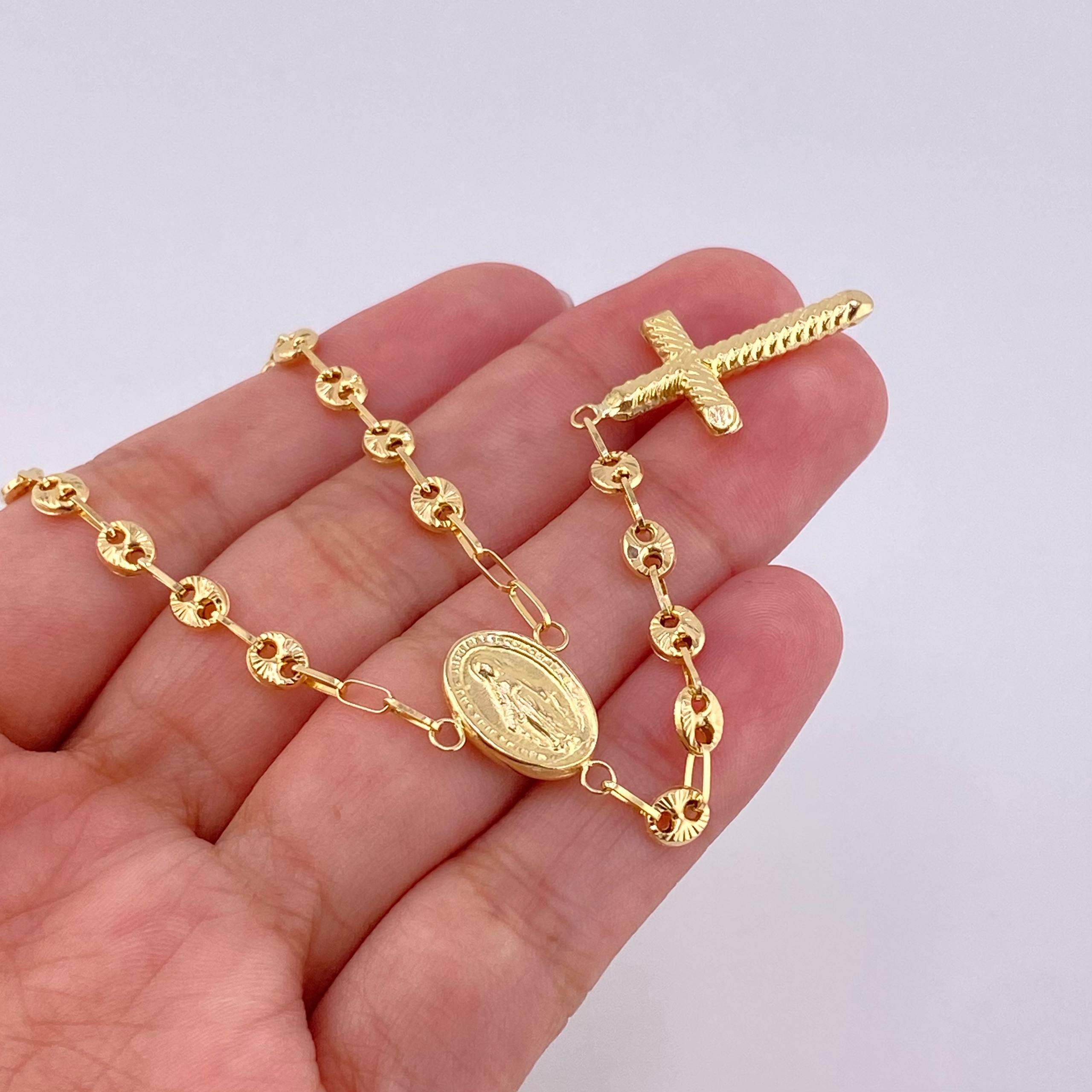 Rosario GC Diamantado Virgen Milagrosa 8.05g / 55cm / 4.2mm Oro Amarillo 18K