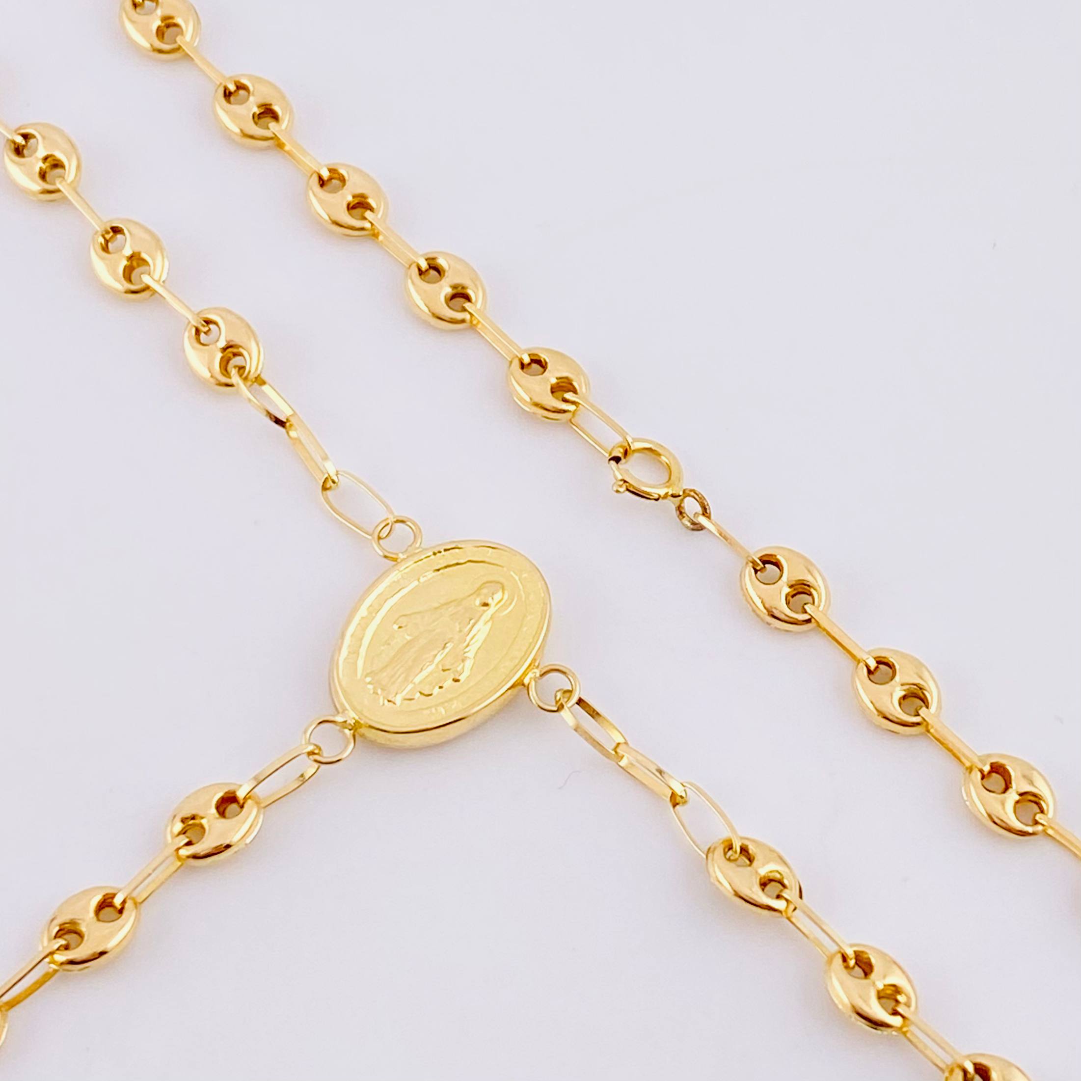 Rosario GC Diamantado Virgen Milagrosa 8.1g / 55cm / 4.2mm Oro Amarillo 18K