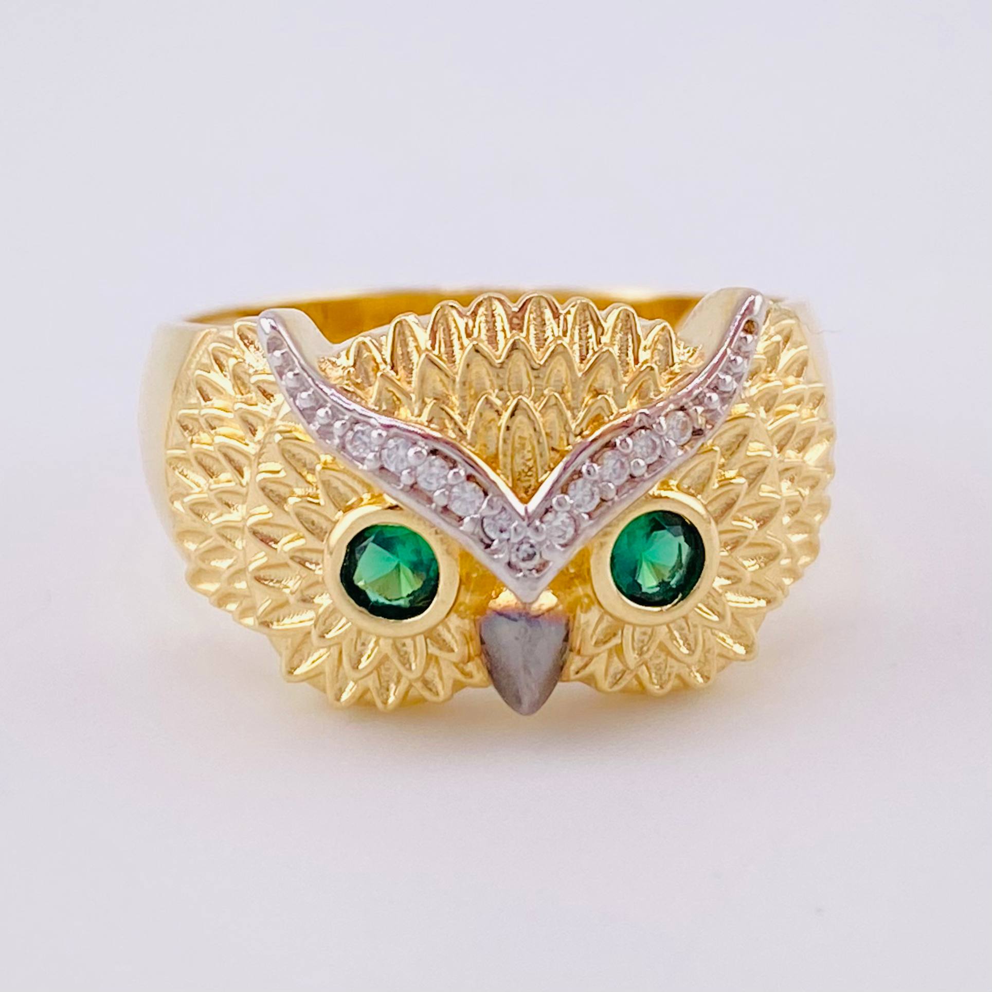 Anillo Búho 7.75g / T10 Dos Oros Amarillo Blanco 18K