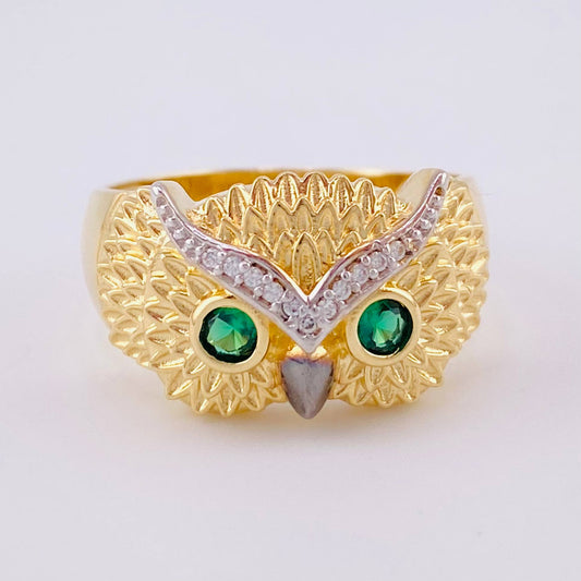 Anillo Búho 7.75g / T10 Dos Oros Amarillo Blanco 18K