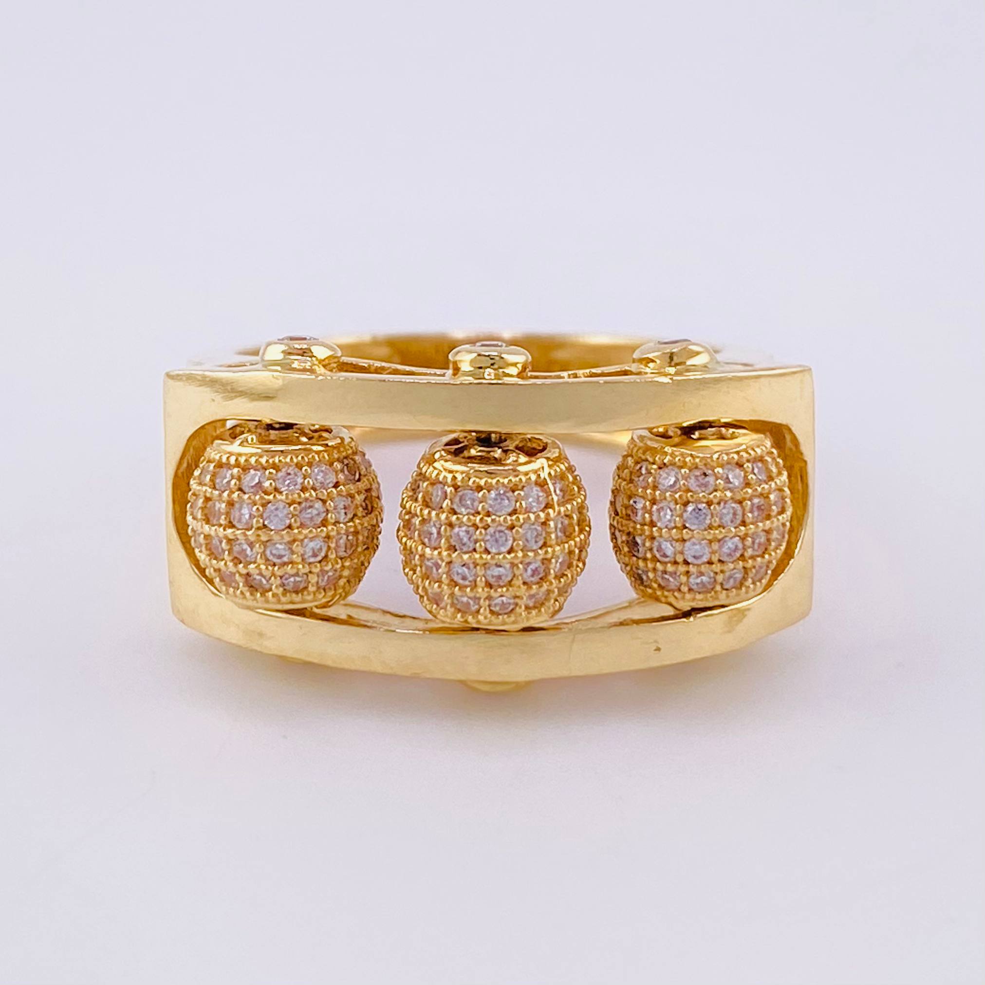 Anillo Trio Bolas de Fuego 8.8g / T8 1/2 Oro Amarillo 18K