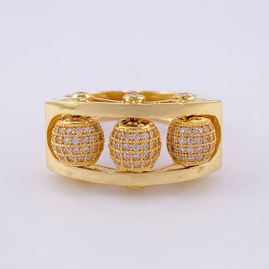 Anillo Trio Bolas de Fuego 8.8g / T8 1/2 Oro Amarillo 18K