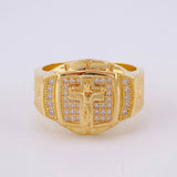 Anillo Cruz Cristo Malla 8.1g / T9 1/2 Oro Amarillo 18K